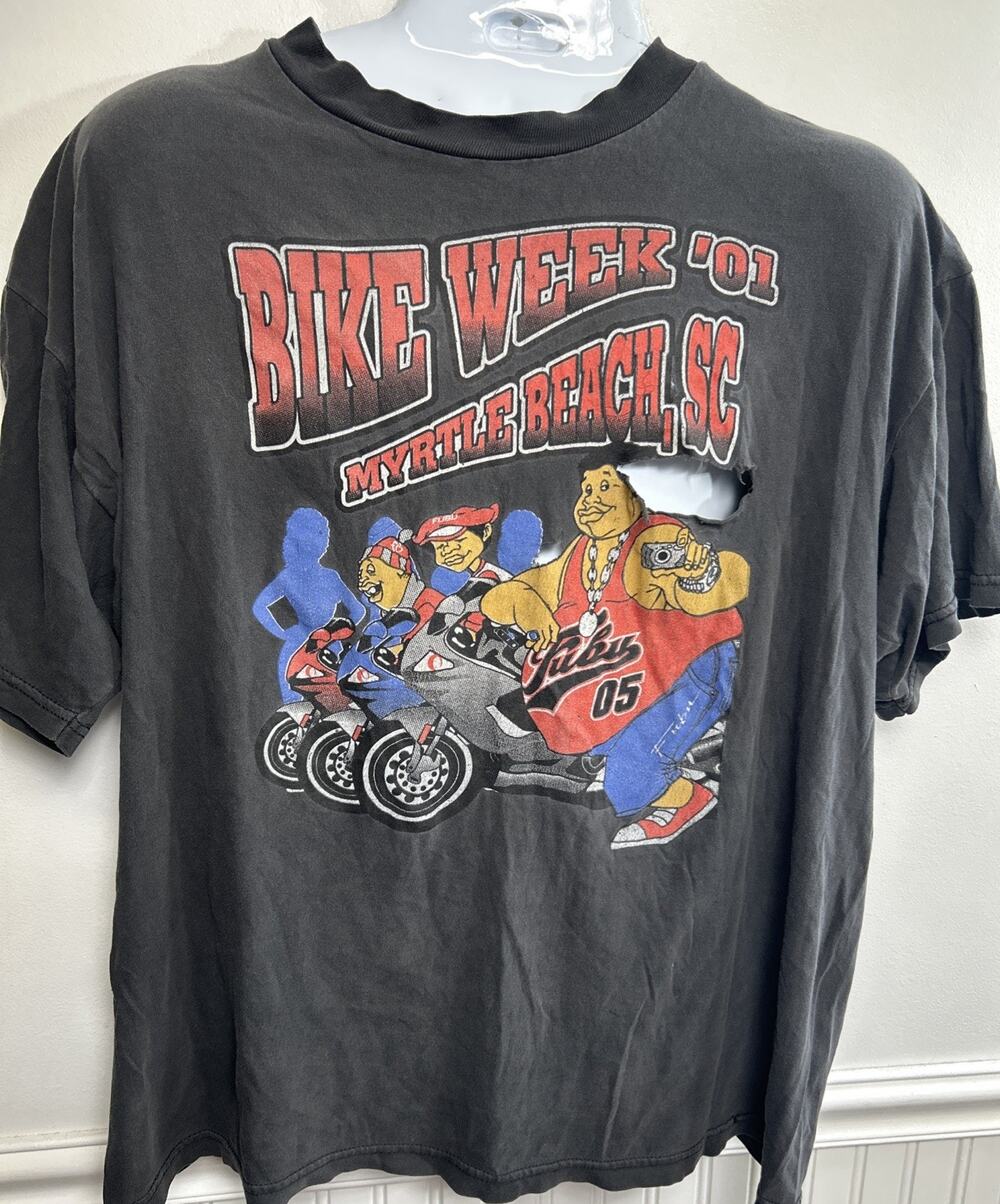 2001 Myrtle Beach Bike Week T-shirt Tee Fat Albert Graphic Double Sided 2XL Vtg